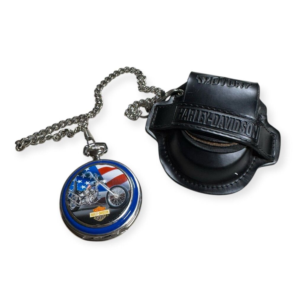 Harley-Davidson‎ Pocket Watch “The Ultimate Chopper" w/ Leather Case Vintage